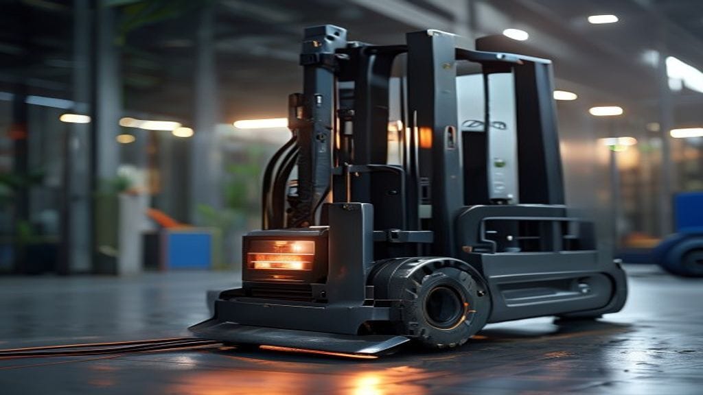 Forklift beroperasi di gudang Lampung menampilkan efisiensi angkat barang berat