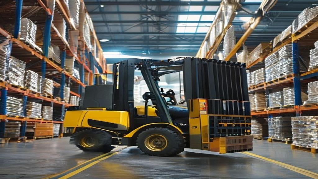 Teknisi memeriksa forklift di Lampung, layanan perbaikan cepat dan terpercaya.